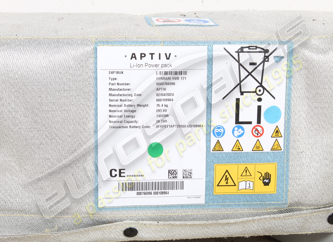 batteria ferrari usata hvb f171 livello d. numero parte 766996 (3)