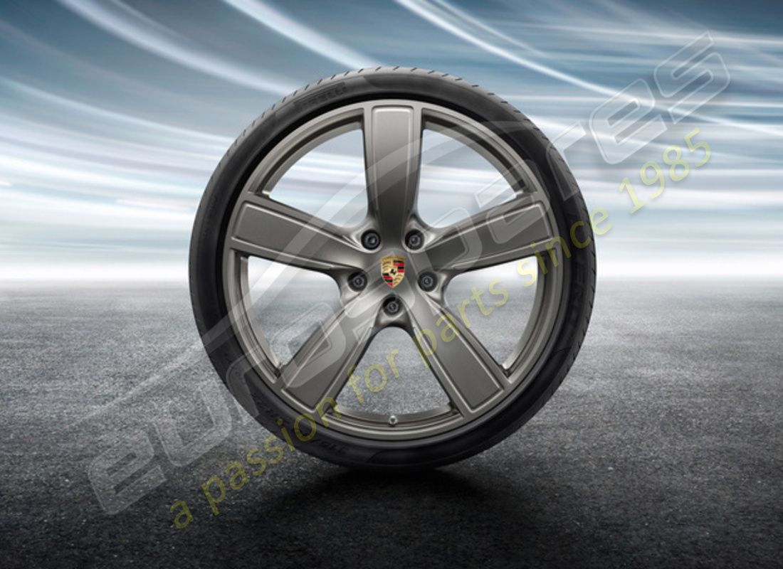 nuovo porsche 22 pollici set di ruote e pneumatici sport classic estivi - verniciati in platino (satinato-lucido). numero parte 9y0044661q (1)