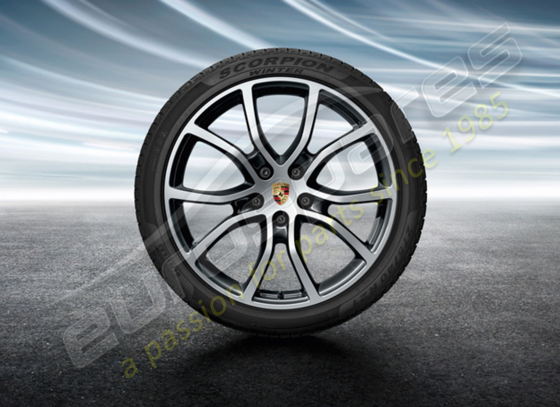 nuovo porsche 21 pollici cayenne set ruote e pneumatici invernali dal design esclusivo - verniciati in nero (lucido). numero parte 9y0044615l (1)