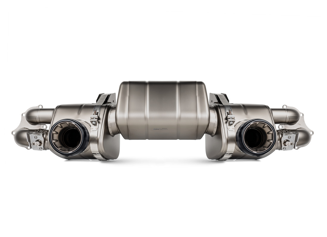 nuovo akrapovic porsche 718 cayman gt4 / gts 4.0 / spyder / boxster gts 4.0 | slip-on race line (titanio). codice articolo spoti181 (1)