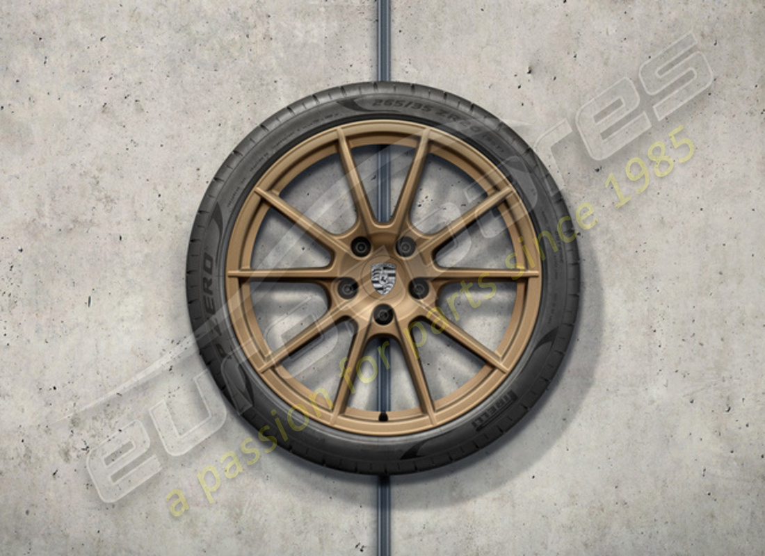 nuovo set di ruote e pneumatici sportivi estivi porsche 20-inch 718, verniciato in aurum (satinato-lucido) - design 10-spoke. numero parte 98204460216 (1)