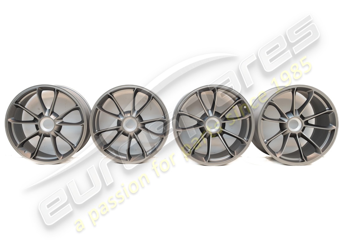 nuovo porsche 20-inch gt3 set di ruote - in platino (satinato-lucido). numero parte 99104460311 (2)