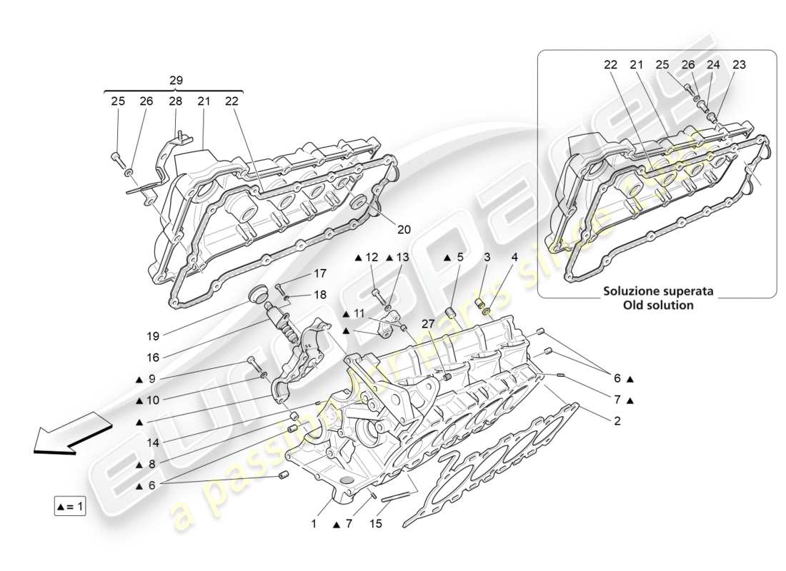 maserati granturismo (2011) schema delle parti della testata destra