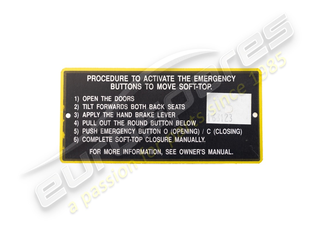 NUOVA TARGA FERRARI. NUMERO PARTE 168123 (1) nuova targa ferrari. numero parte 168123 (1)