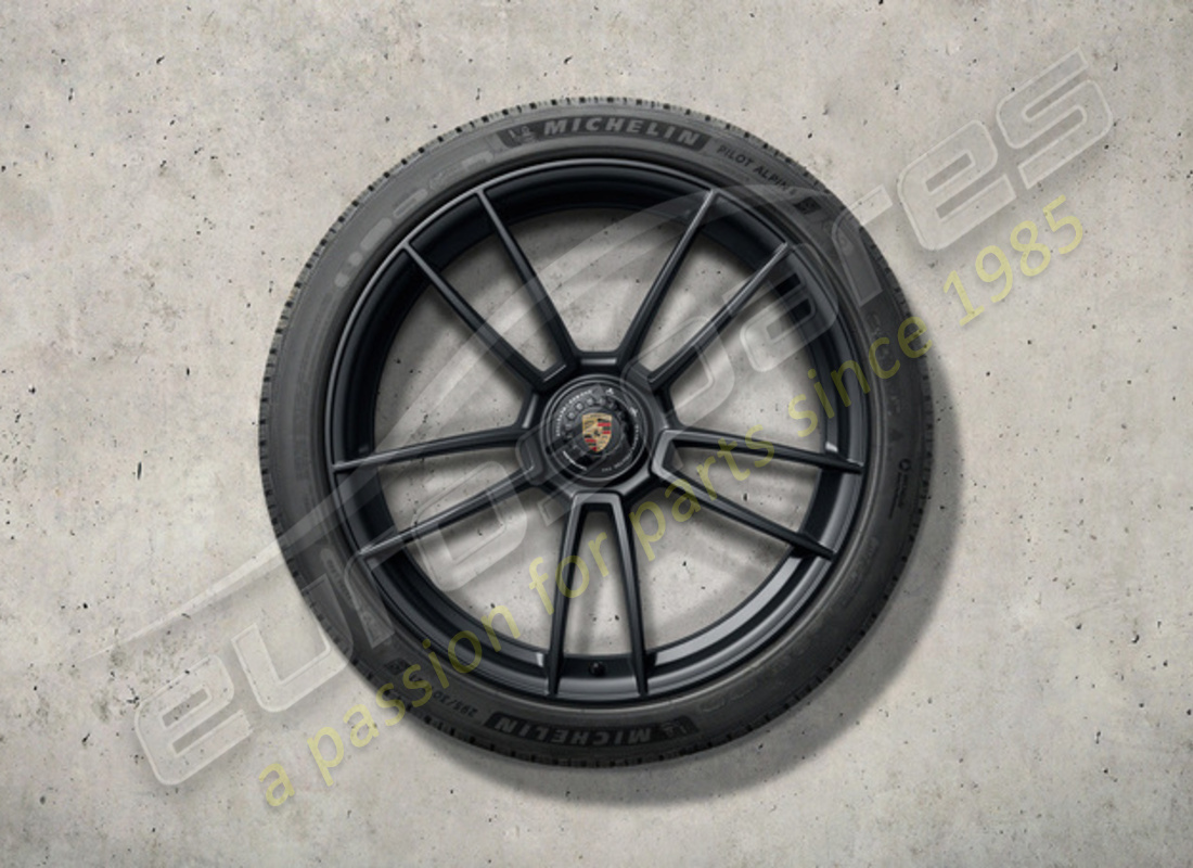 nuovo porsche 20-/21-inch set di ruote e pneumatici invernali turbo s verniciati in nero (satinato-lucido). numero parte 992044602ba (1)