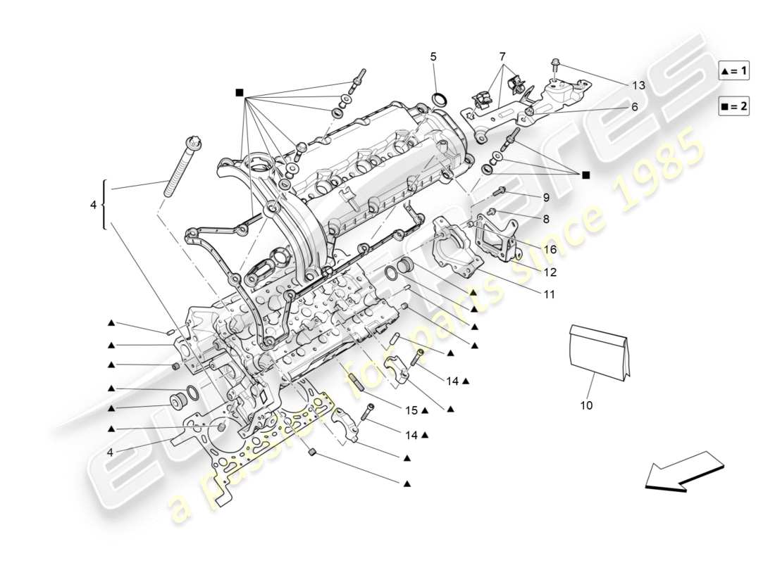 maserati qtp 3.0 tds v6 275hp (2015) diagramma delle parti della testata del cilindro sinistra