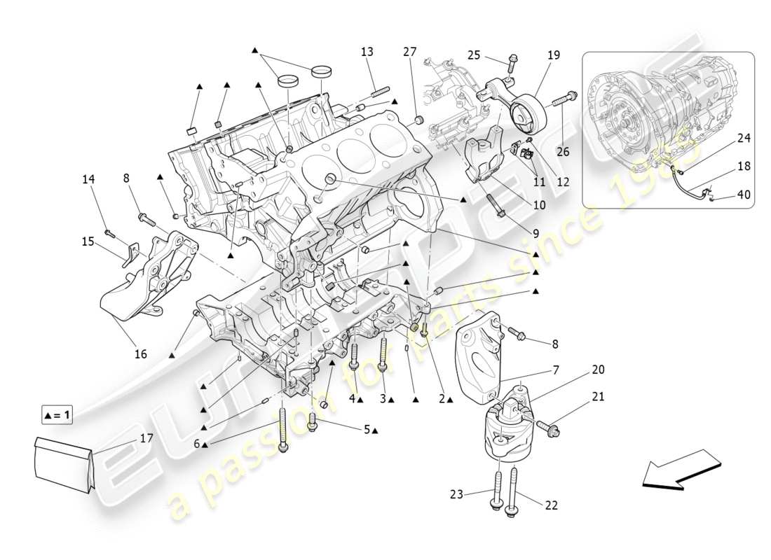 maserati qtp 3.0 tds v6 275hp (2015) schema delle parti del basamento