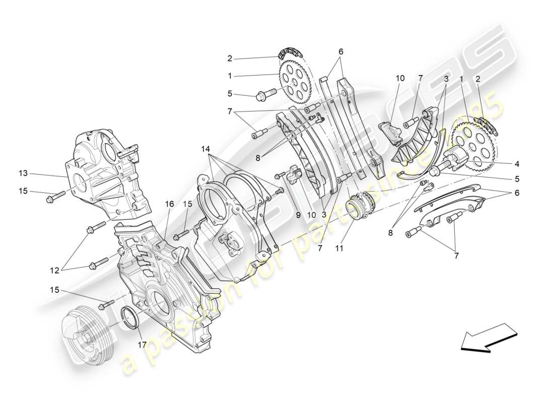 maserati qtp 3.0 tds v6 275hp (2015) diagramma delle parti di temporizzazione
